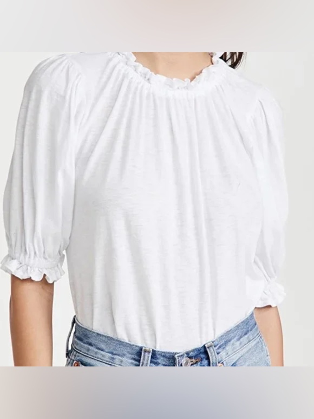 Sundry White Bubble Sleeve Top size 4